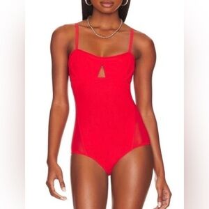 Revolve We Are HAH Under The Wire Blood Orange Mesh Underwire Bodysuit Sz XS NWT